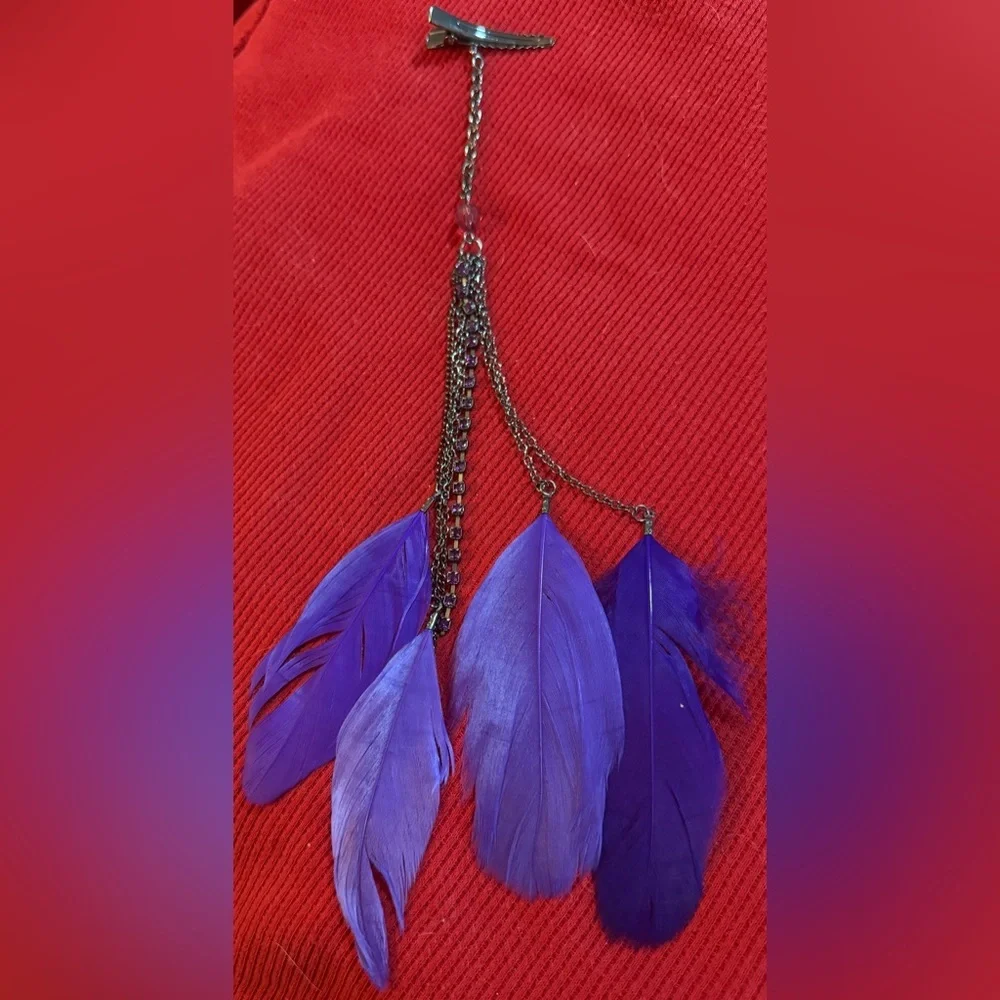 Purple Feather Hair Clip